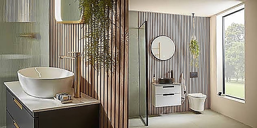 Contemporary wood-slat bathroom tiling - Garsfontein, Pretoria