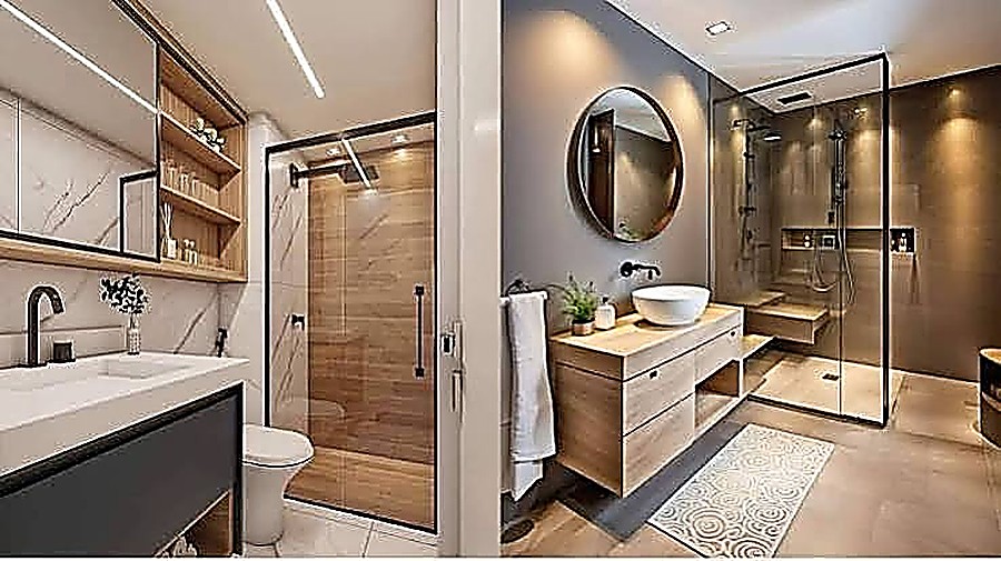 Modern walk-in shower bathroom tiling - Garsfontein, Pretoria